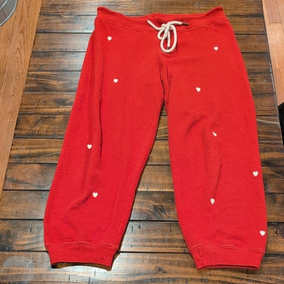 THE GREAT. Red Joggers with White Heart Accents - Picture 1 of 9